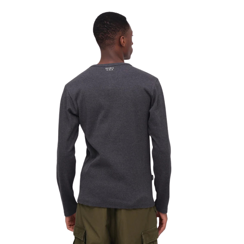 AVIREX DAILY RIB L/S CREW NECK T-SHIRT  "CHARCOAL" 7834930019-410