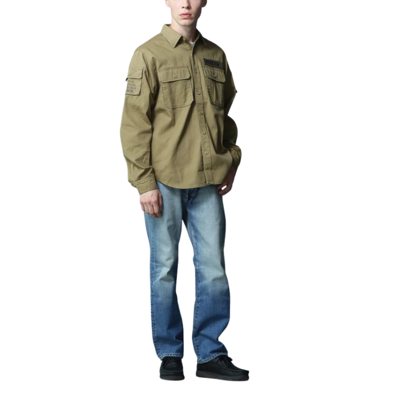 AVIREX BASIC FATIGUE LONG SLEEVE SHIRT  "KHAKI" 7836920002-180