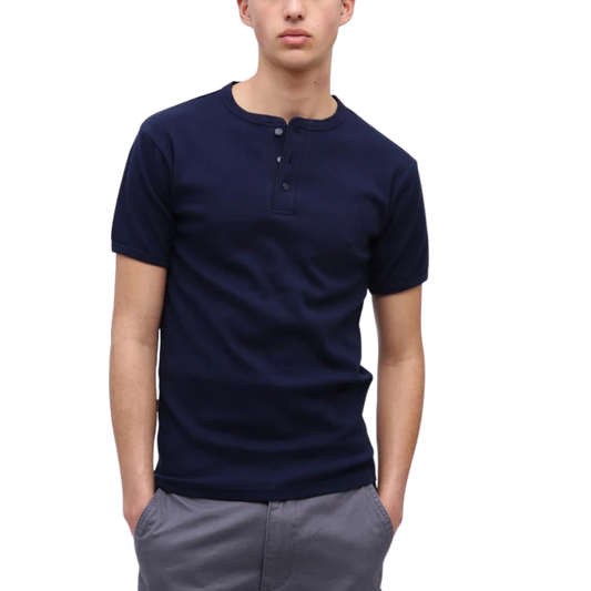 AVIREX DAILY RIB S/S HENLEY NECK T-SHIRT  "ROYAL" 7835934007-440