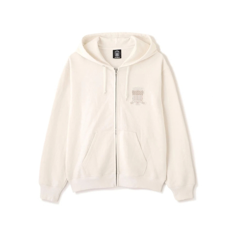 AVIREX Sweat Set Up SIGNATURE VARSITY ZIP UP PARKA × LOGO SWEAT PANTS "OFF WHITE "