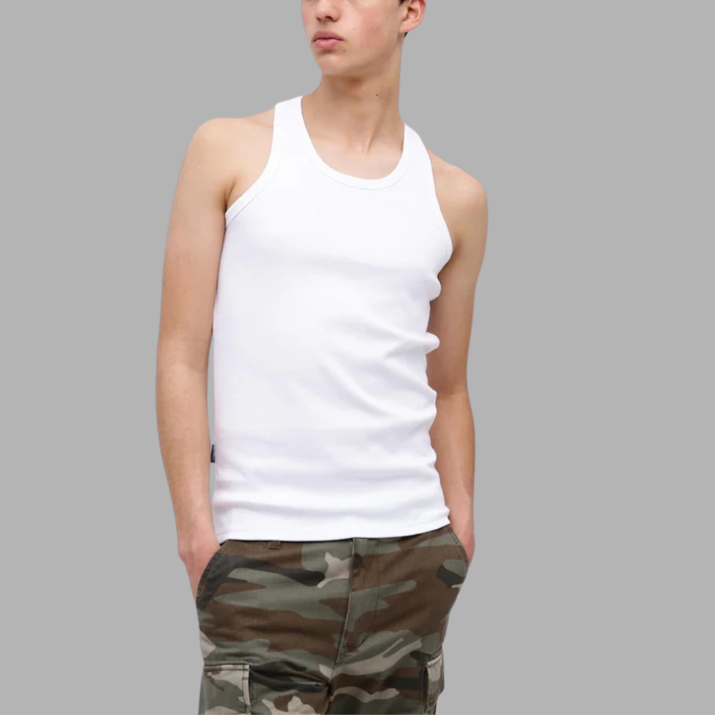 AVIREX DAILY RIB TANK TOP BACK CROSS  "WHITE" 7835937001-030