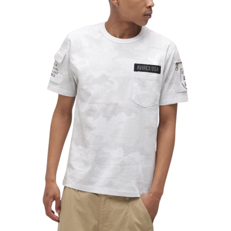 AVIREX FATIGUE S/S T-SHIRT "WHITE CAMO"  7835934010-444
