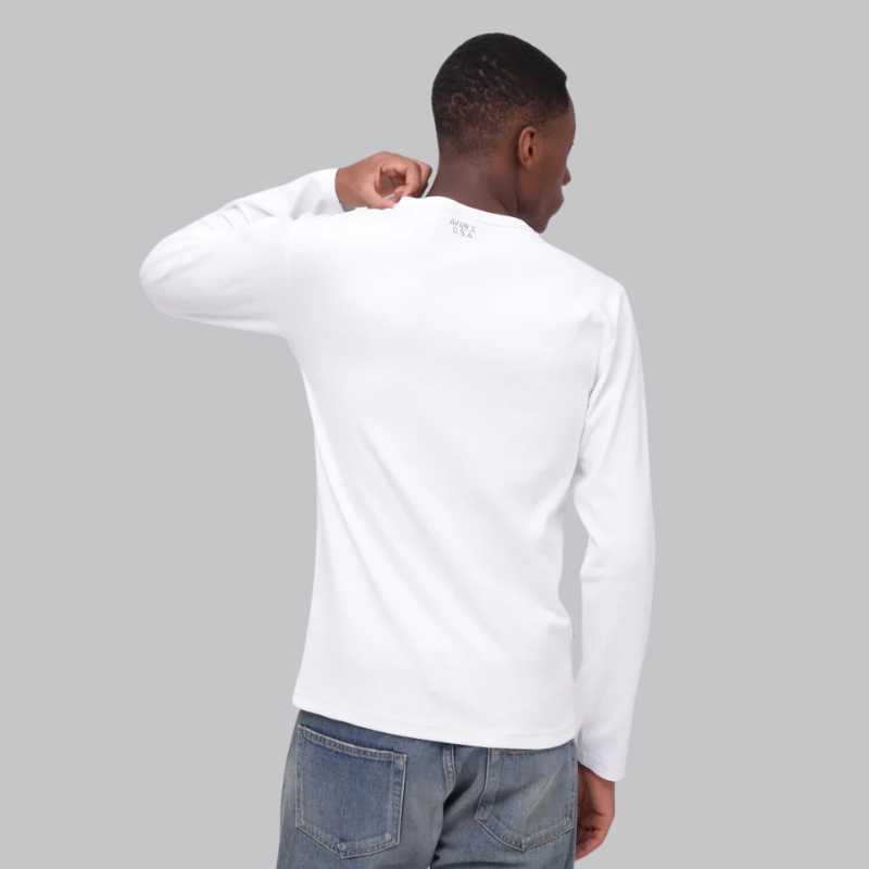 AVIREX DAILY RIB L/S CREW NECK T-SHIRT  "WHITE" 7834930019-030