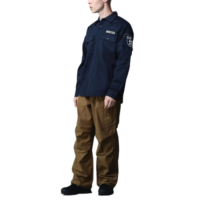 AVIREX BASIC FATIGUE LONG SLEEVE SHIRT  "NAVY" 7836920002-120