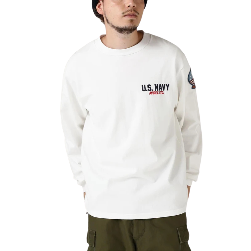 AVIREX LONG SLEEVE T-SHIRT TOPGUN "WHITE"  7833930017-030
