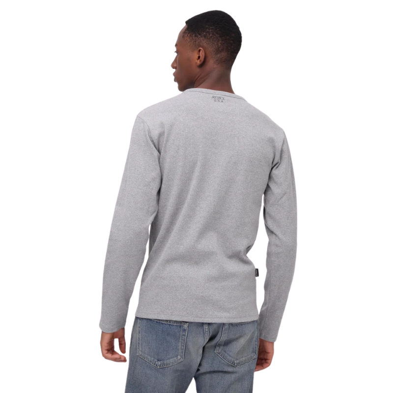 AVIREX DAILY RIB L/S CREW NECK T-SHIRT  "GRAY" 7834930019-020