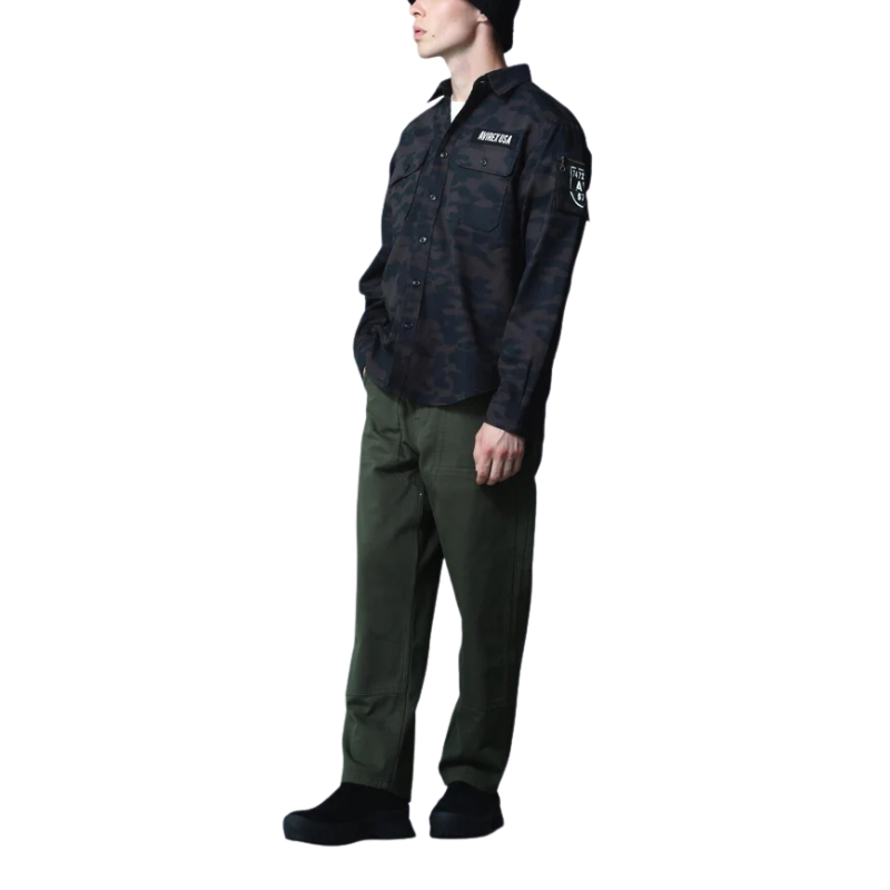 AVIREX BASIC FATIGUE LONG SLEEVE SHIRT  "BLACK CAMO" 7836920002-012