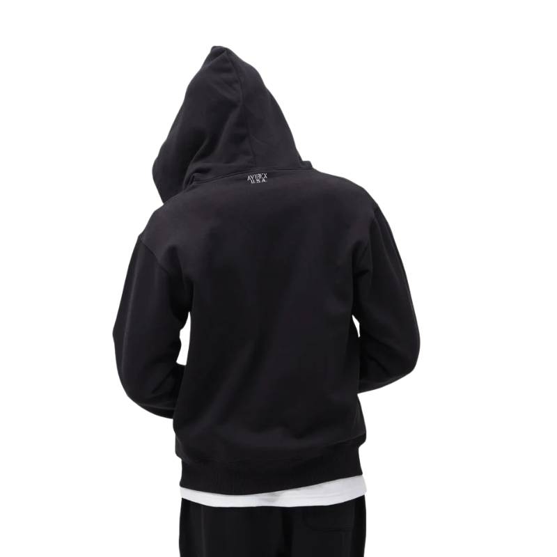 AVIREX DAILY PULLOVER SWEAT PARKA LOGO  "BLACK"7833931006-010