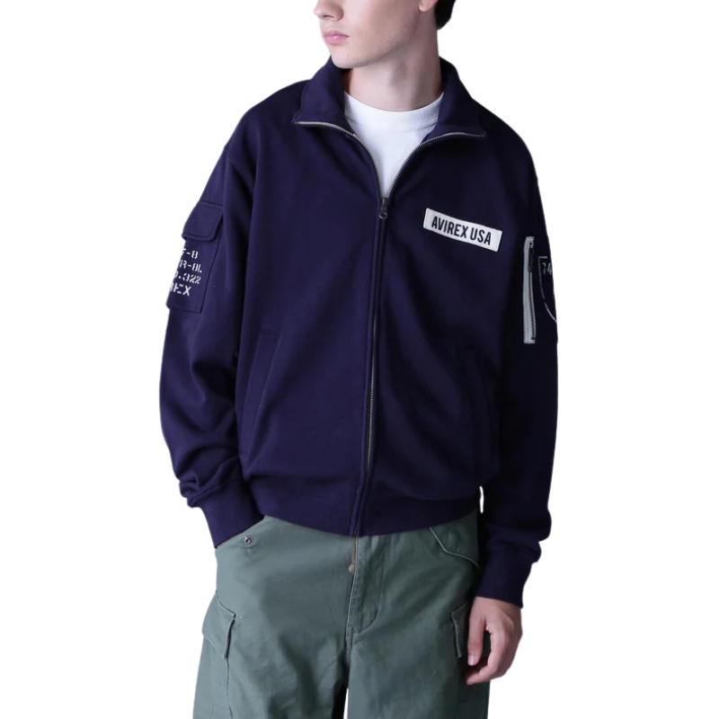 AVIREX FATIGUE STAND ZIPUP SWEAT "NAVY" 7834930001-120