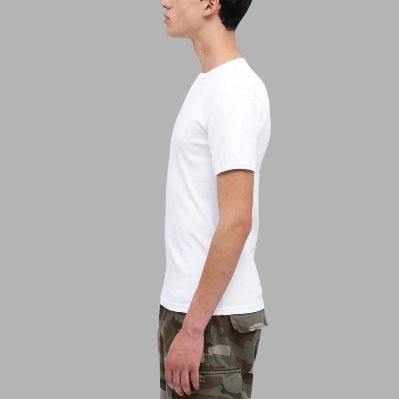 AVIREX DAILY RIB S/S HENLEY NECK T-SHIRT  "WHITE" 7835934007-030