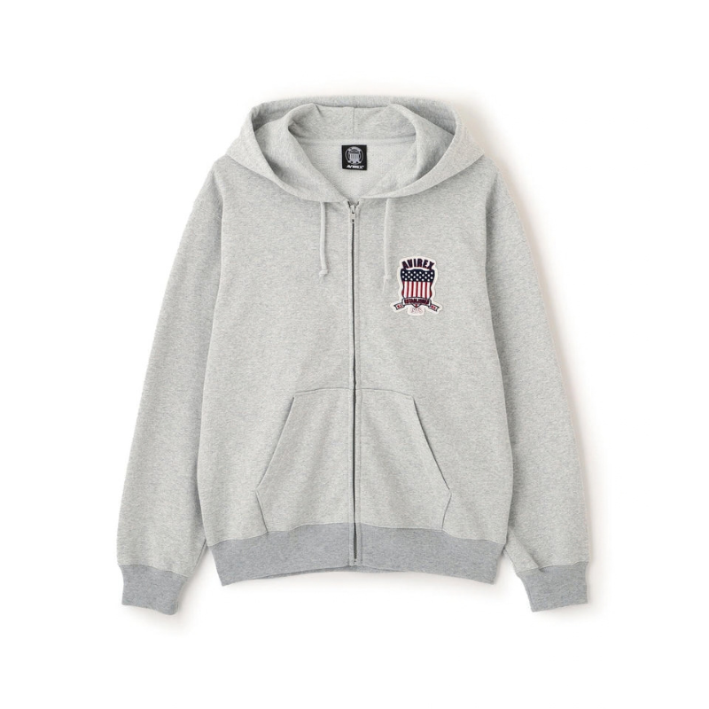 AVIREX Sweat Set Up SIGNATURE VARSITY ZIP UP PARKA × LOGO SWEAT PANTS "GRAY "