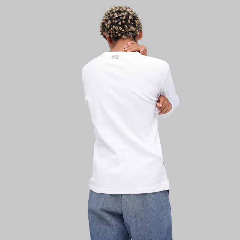 AVIREX DAILY MINI WAFFLE CREW-NECK L/S T-SHIRT  "WHITE" 7834930024-030