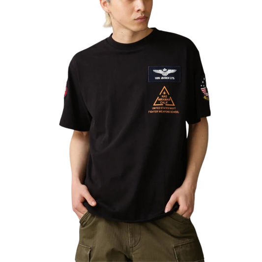 AVIREX TOP GUN PATCH & PRINT T-SHIRT "BLACK"  7833934013-010