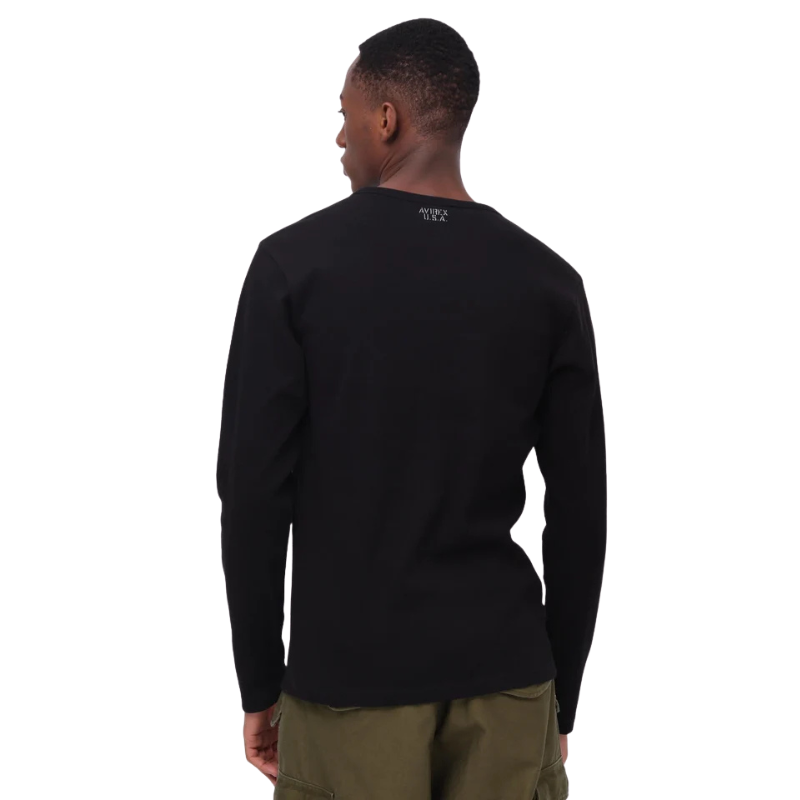 AVIREX DAILY MINI WAFFLE V NECK T-SHIRT  "BLACK" 7834930023-010