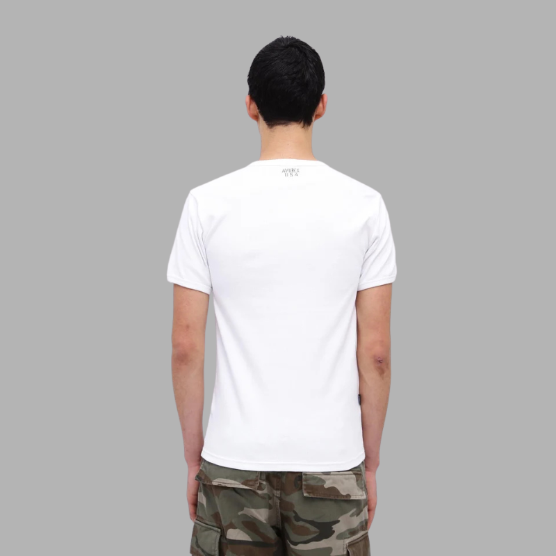 AVIREX DAILY RIB S/S HENLEY NECK T-SHIRT  "WHITE" 7835934007-030