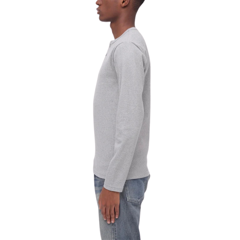 AVIREX RIB L/S HENLEY NECK T-SHIRT "GRAY"  7834930020-020