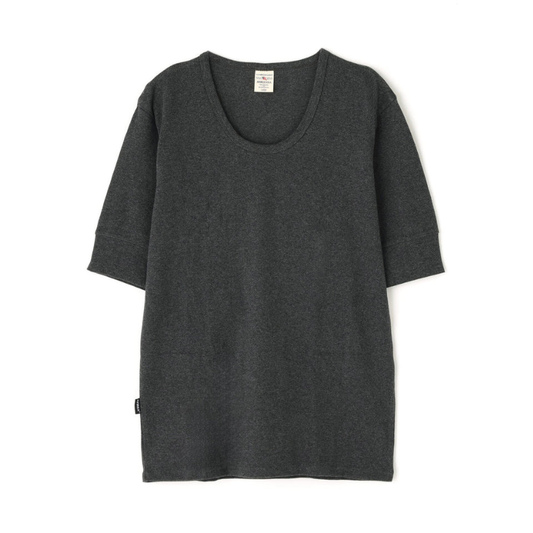 AVIREX DAILY HALF SLEEVE U-NECK T-SHIRT  "CHARCOAL" 7834934024-410
