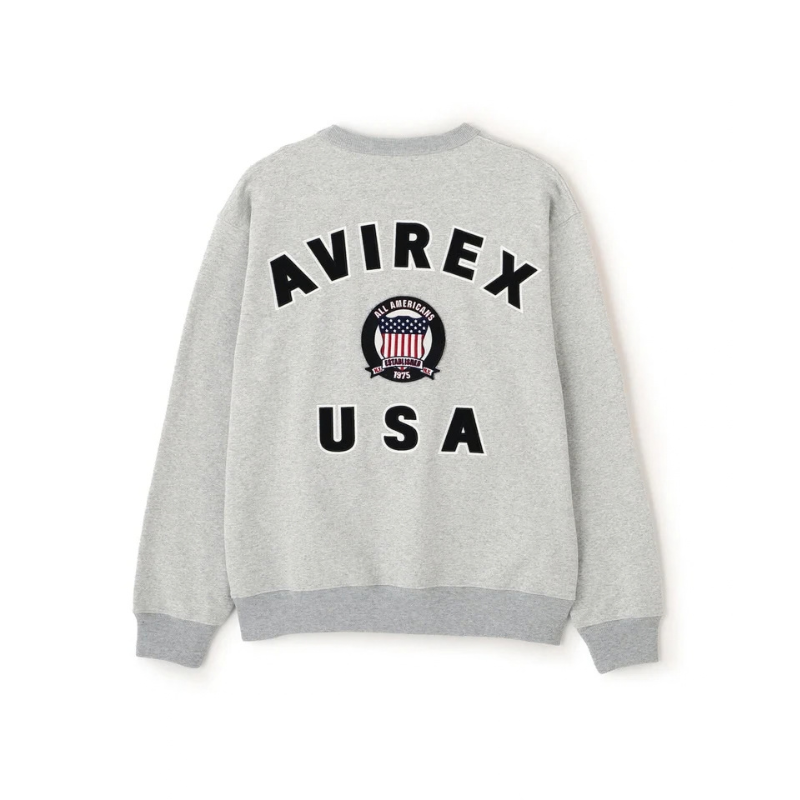 AVIREX Sweat Set Up SIGNATURE VARSITY LOGO CREWNECK SWEAT × SWEAT PANTS “GRAY”