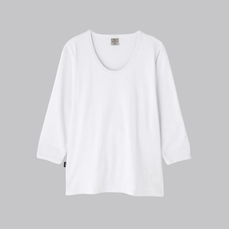 AVIREX DAILY 2/3 SLEEVE U-NECK T-SHIRT  "WHITE" 7835933001-030