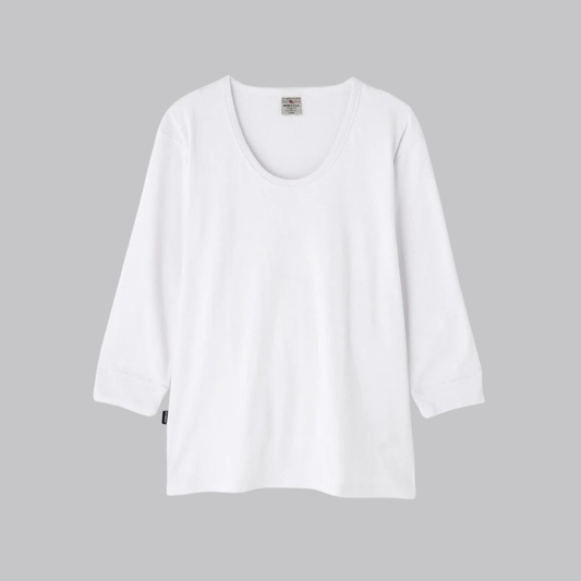 AVIREX DAILY 2/3 SLEEVE U-NECK T-SHIRT  "WHITE" 7835933001-030
