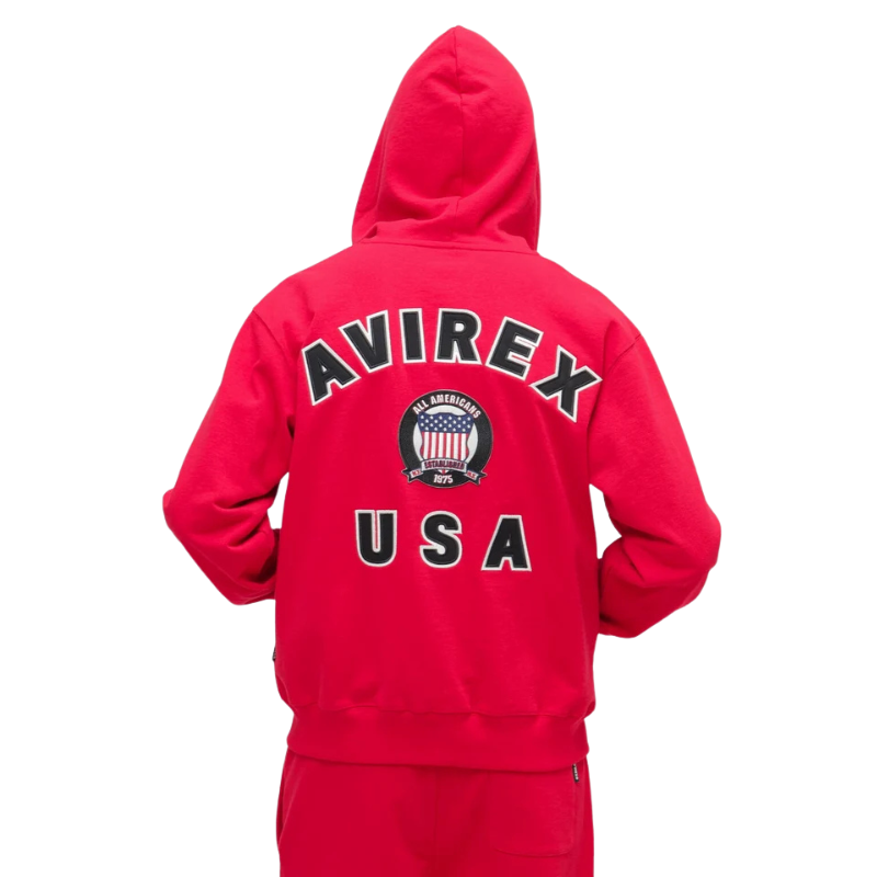 AVIREX SIGNATURE VARSITY ZIP UP PARKA "RED"  7836931001-100