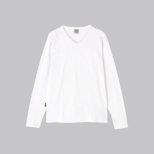 AVIREX DAILY RIB L/S V-NECK T-SHIRT  "WHITE" 7834930018-030