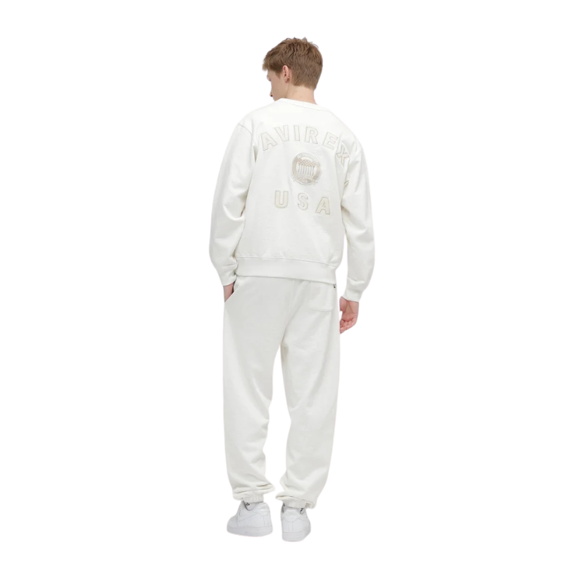 AVIREX SIGNATURE VARSITY LOGO CREWNECK SWEAT "OFF WHITE"  7836932001-033