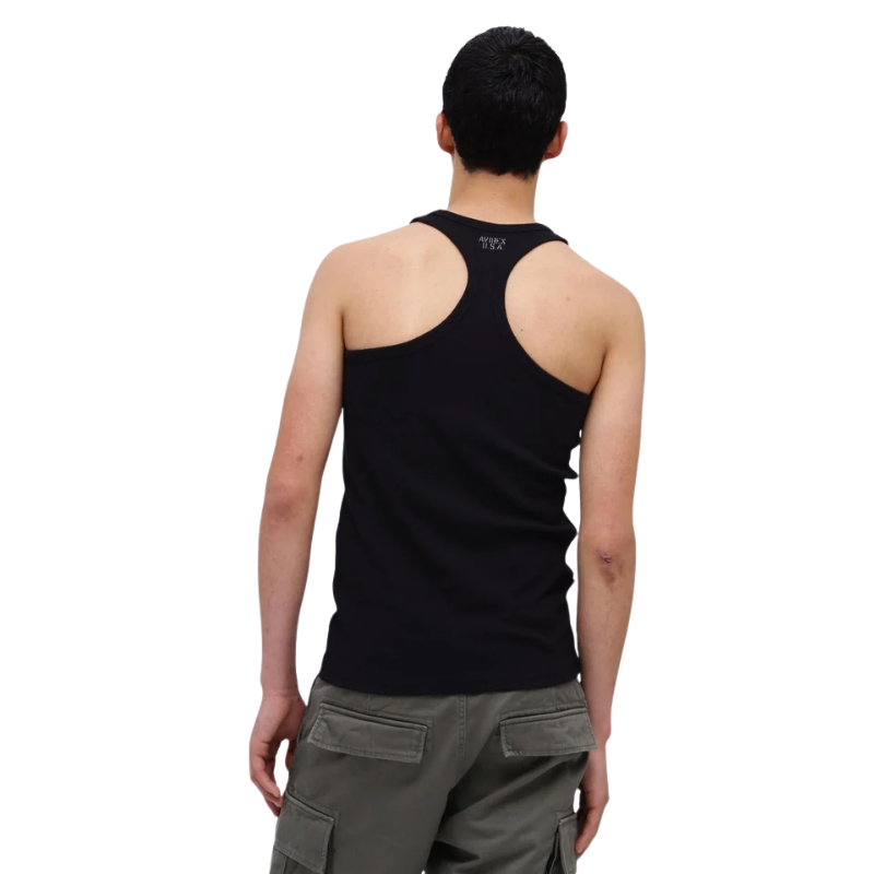 AVIREX DAILY RIB TANK TOP BACK CROSS  "BLACK" 7835937001-010