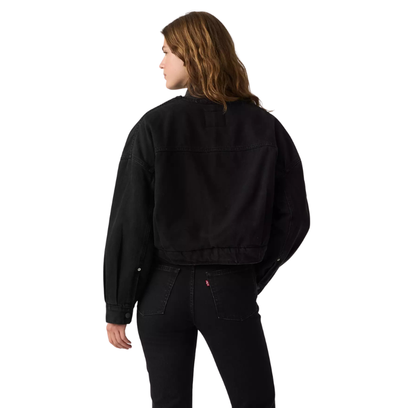 Levi’s COLLARLESS CROP SHERPA TRUCKER JACKET "BLACK" 0088Z-0001