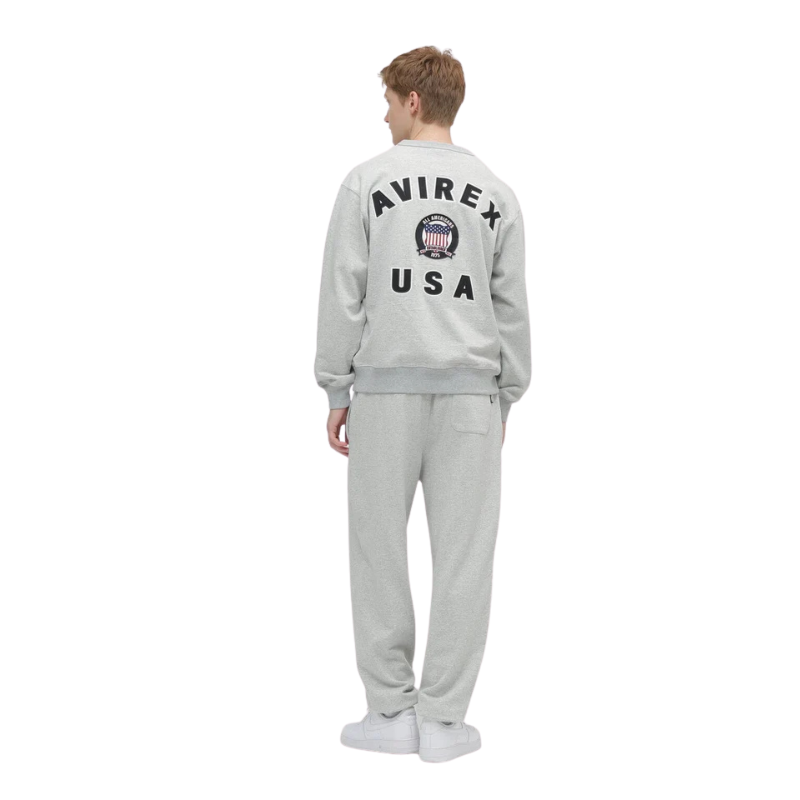 AVIREX SIGNATURE VARSITY LOGO CREWNECK SWEAT "GRAY"  7836932001-020