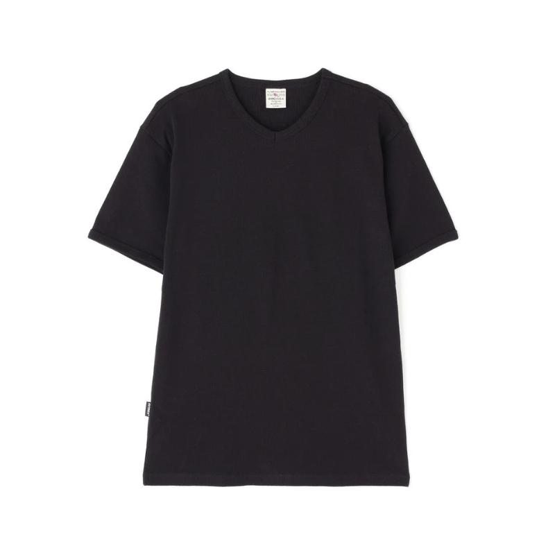 AVIREX DAILY MINI WAFFLE V-NECK S/S T-SHIRT  "BLACK" 7835934008-010