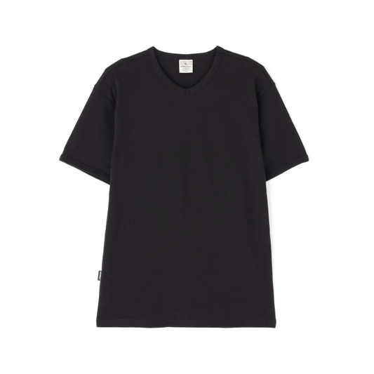 AVIREX DAILY MINI WAFFLE V-NECK S/S T-SHIRT  "BLACK" 7835934008-010