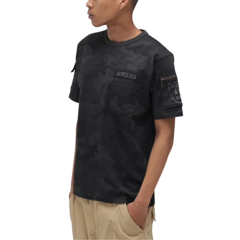 AVIREX FATIGUE S/S T-SHIRT "BLACK CAMO"  7835934010-012