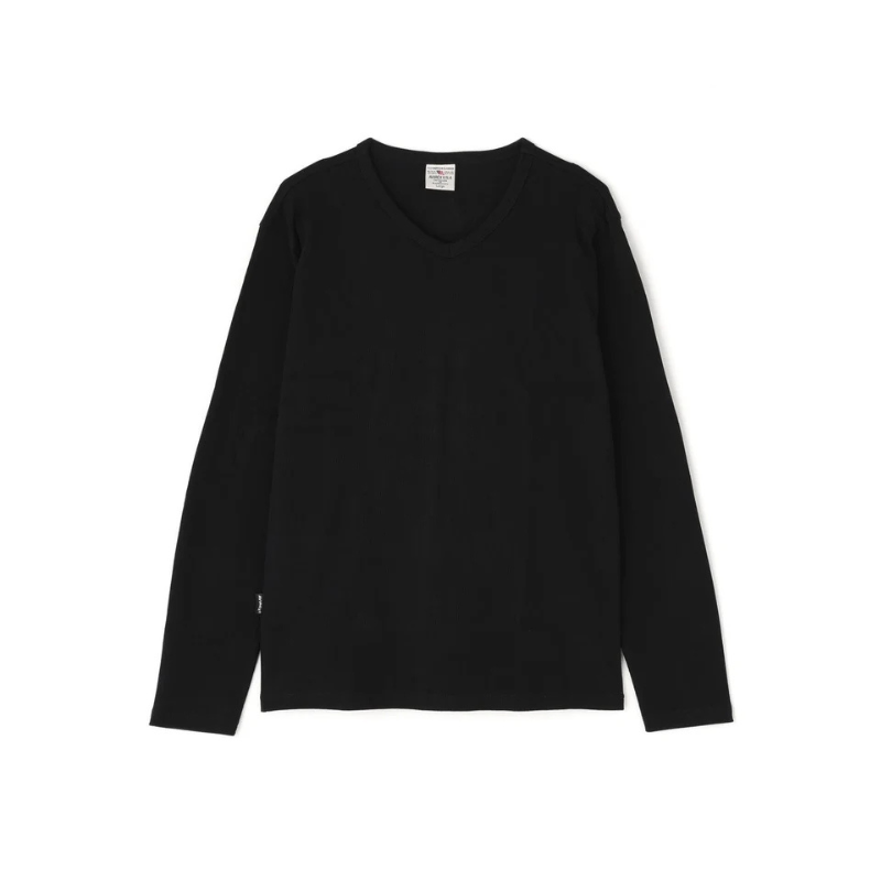 AVIREX DAILY RIB L/S V-NECK T-SHIRT  "BLACK" 7834930018-010