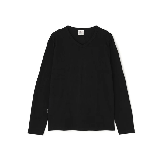 AVIREX DAILY RIB L/S V-NECK T-SHIRT  "BLACK" 7834930018-010