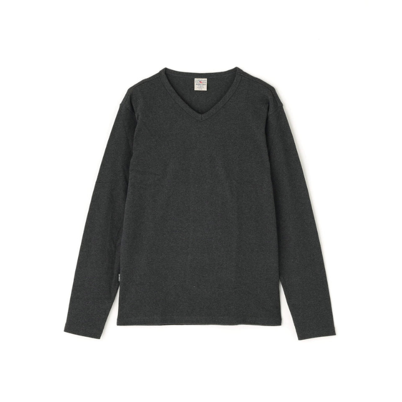 AVIREX DAILY RIB L/S V-NECK T-SHIRT  "CHARCOAL" 7834930018-410