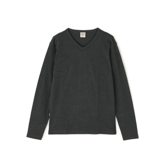 AVIREX DAILY RIB L/S V-NECK T-SHIRT  "CHARCOAL" 7834930018-410
