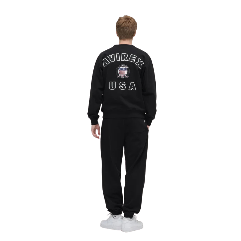AVIREX SIGNATURE VARSITY LOGO CREWNECK SWEAT "BLACK"  7836932001-010