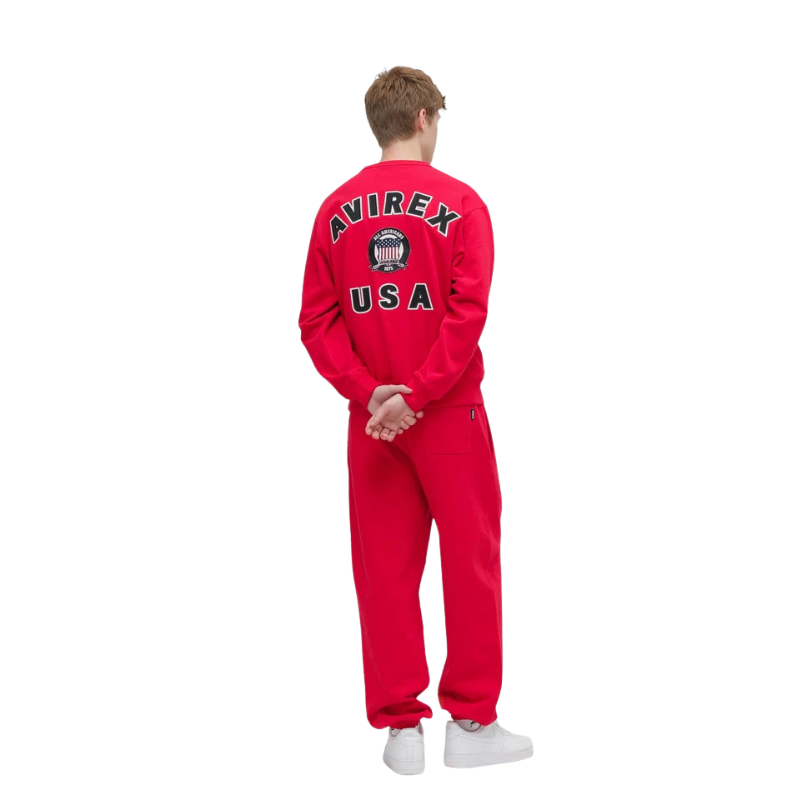 AVIREX SIGNATURE VARSITY LOGO CREWNECK SWEAT "RED"  7836932001-100