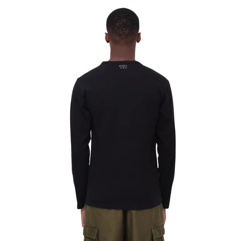 AVIREX DAILY RIB L/S CREW NECK T-SHIRT  "BLACK" 7834930019-010