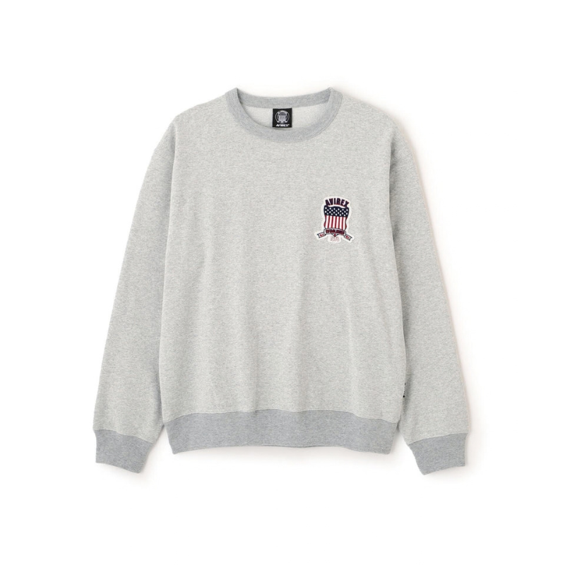 AVIREX SIGNATURE VARSITY LOGO CREWNECK SWEAT "GRAY"  7836932001-020