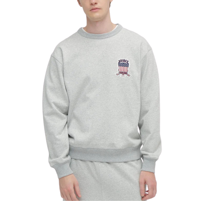 AVIREX Sweat Set Up SIGNATURE VARSITY LOGO CREWNECK SWEAT × SWEAT PANTS “GRAY”