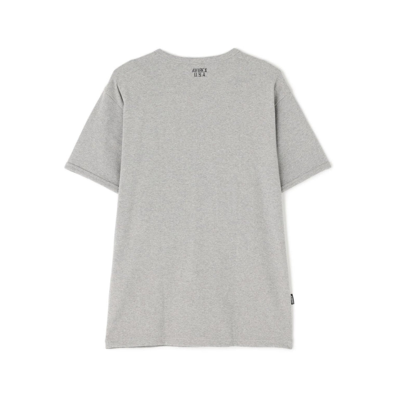 AVIREX DAILY MINI WAFFLE V-NECK S/S T-SHIRT  "GRAY" 7835934008-020