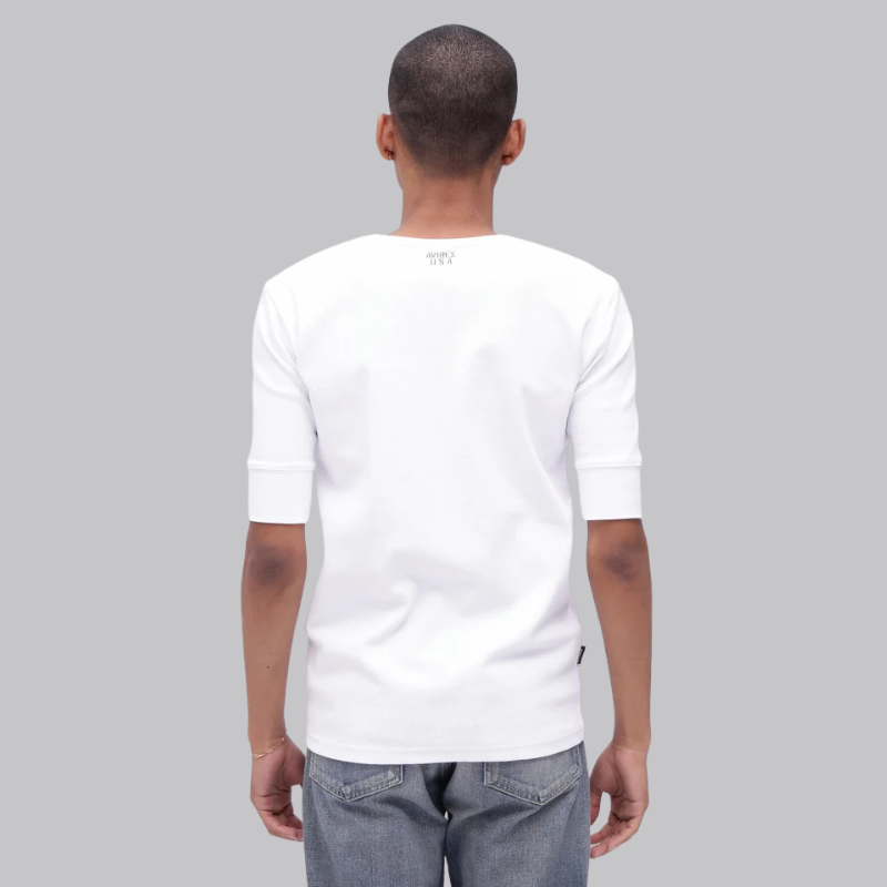 AVIREX DAILY HALF SLEEVE U-NECK T-SHIRT  "WHITE" 7834934024-030