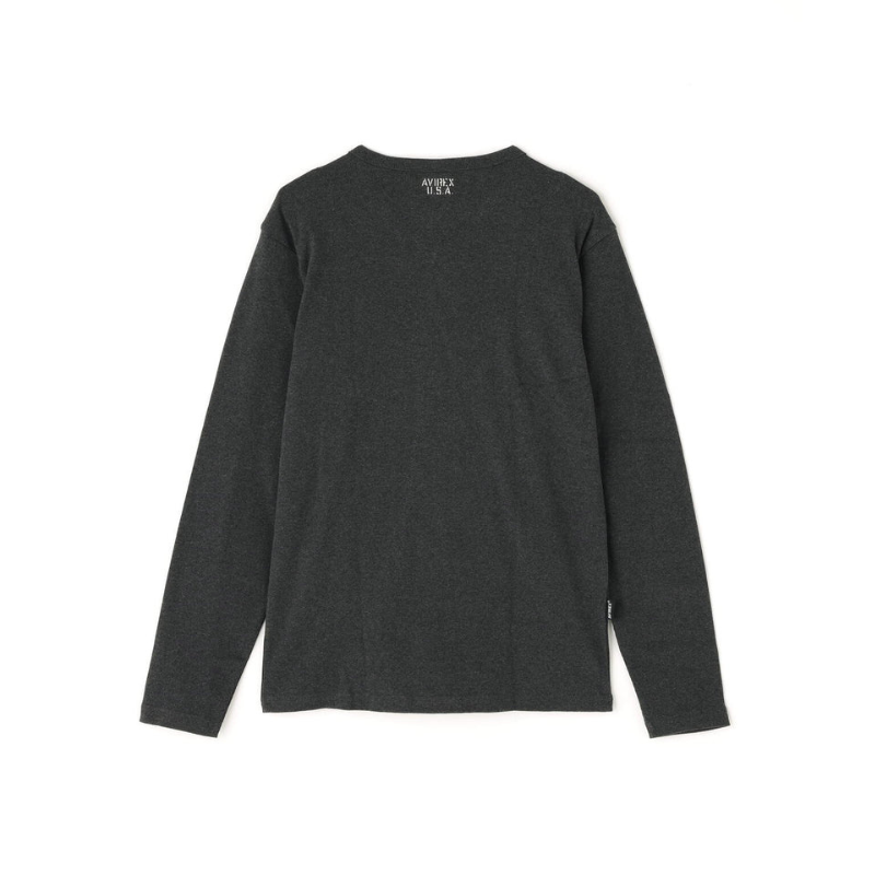 AVIREX DAILY RIB L/S V-NECK T-SHIRT  "CHARCOAL" 7834930018-410