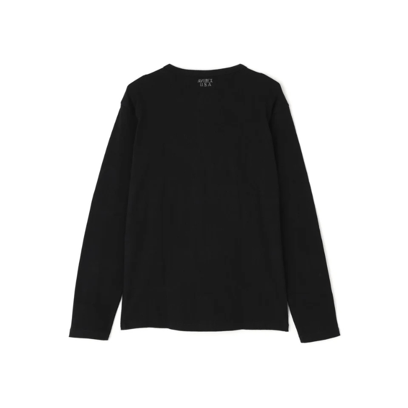 AVIREX DAILY RIB L/S V-NECK T-SHIRT  "BLACK" 7834930018-010