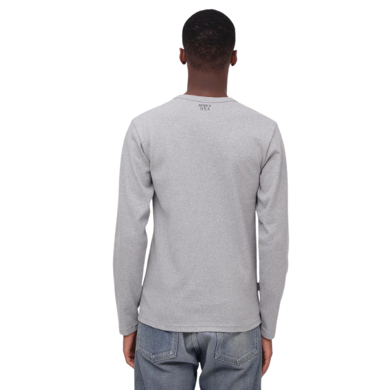 AVIREX RIB L/S HENLEY NECK T-SHIRT "GRAY"  7834930020-020