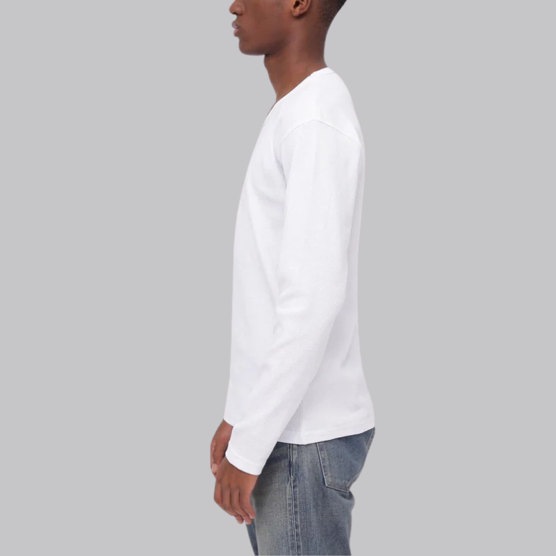 AVIREX DAILY MINI WAFFLE V NECK T-SHIRT  "WHITE" 7834930023-030