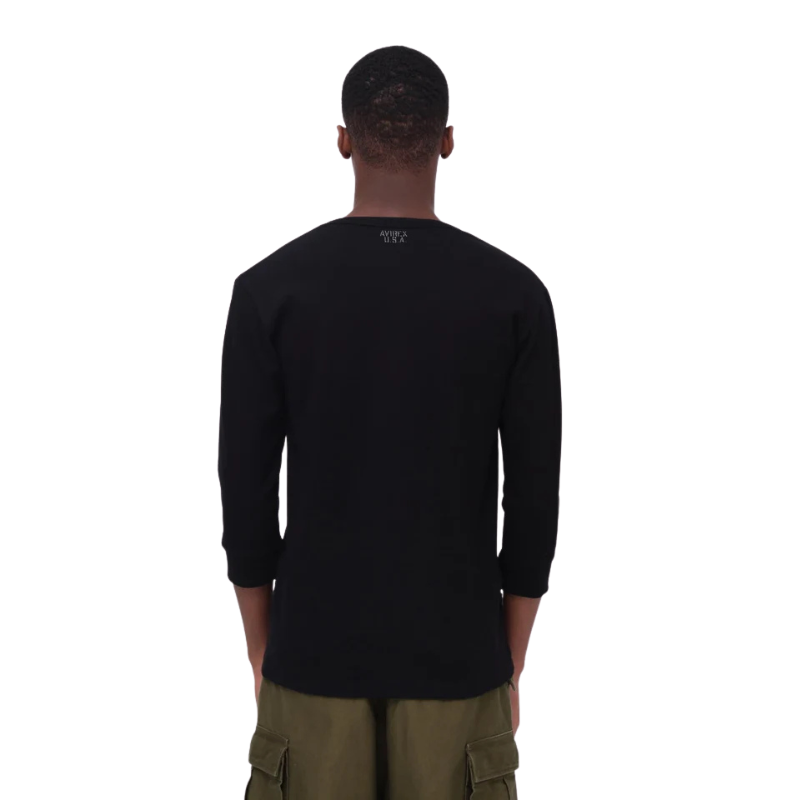 AVIREX DAILY 2/3 SLEEVE U-NECK T-SHIRT  "BLACK" 7835933001-010