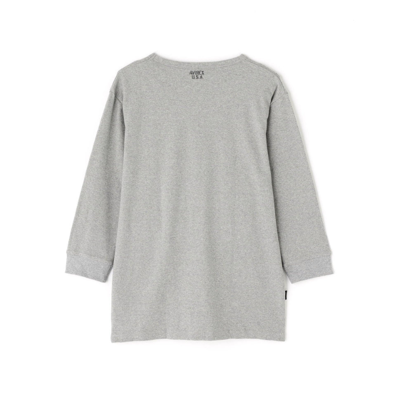 AVIREX DAILY 2/3 SLEEVE U-NECK T-SHIRT  "GRAY" 7835933001-020